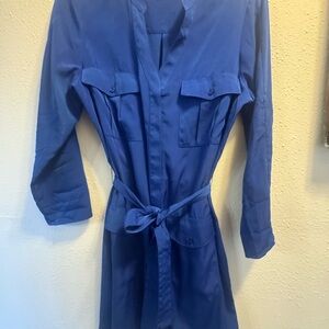 Express Royal Blue Shirt Dress with Branded Neckline